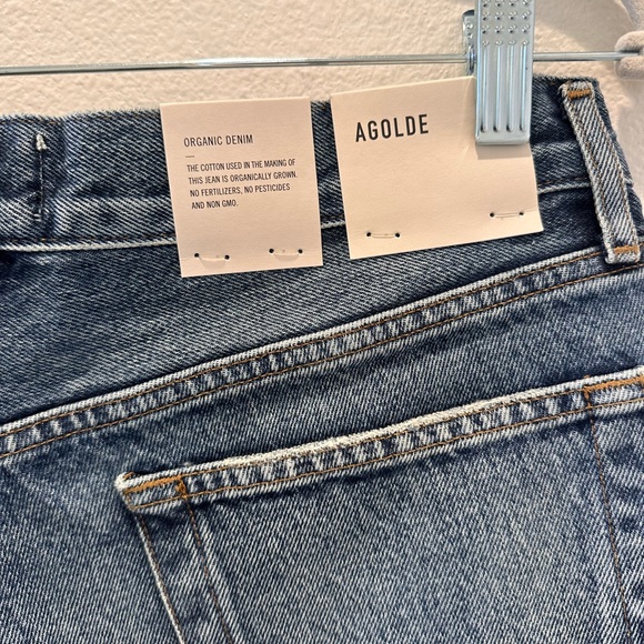 Agolde NWT Blue Lowkey Parker Button Fly Raw Cut Vintage Cut Off Shorts Size 28 - Picture 6 of 8